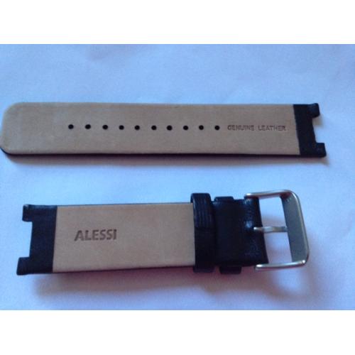 AL13000 Alessi Out_Time Black Leather Watch Band by Andrea Branzi